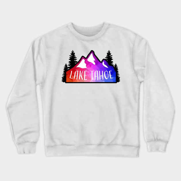 Geometric Colorful Mountain Lake Tahoe Crewneck Sweatshirt by KlehmInTime